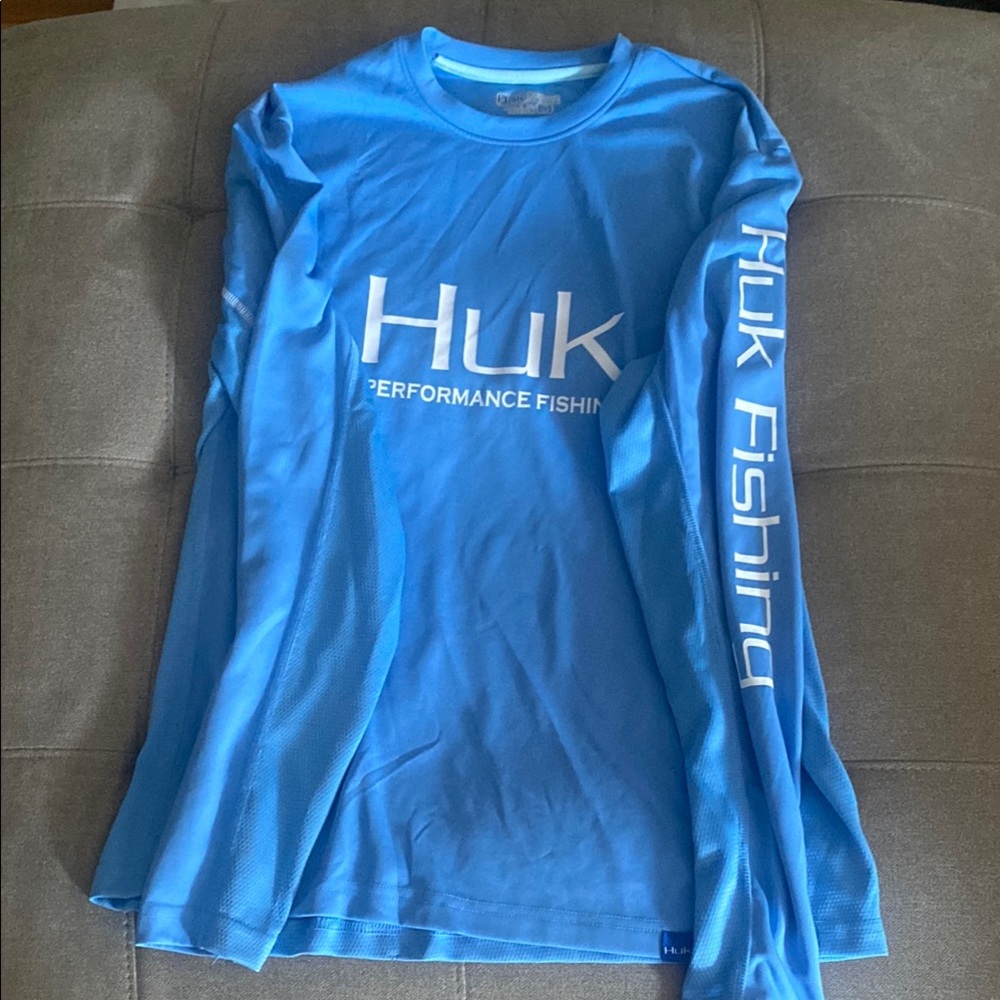 Huk Light Blue Long Sleeve Fishing Shirt